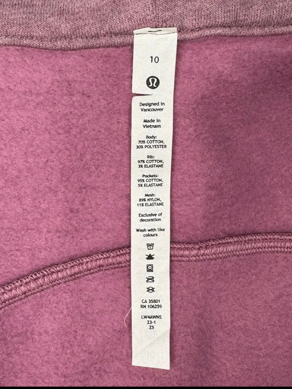 Lululemon Scuba Hoodie Jacket Light Cotton Fleece Heathered Velvet Dust Size 10